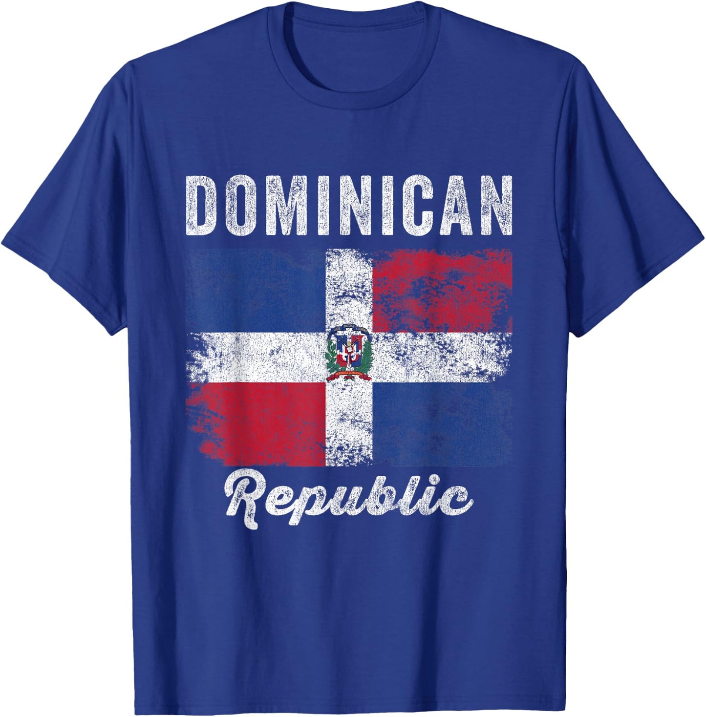 Dominican Republic Flag Vintage - Men Women - Dominican Flag T-Shirt - T-Shirt | Royal