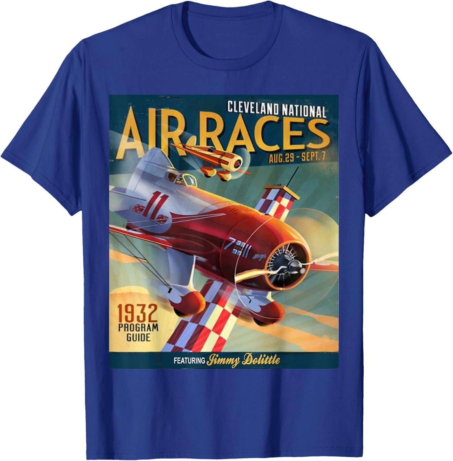 National Air Races Retro Cleveland Air Show Airplane T-Shirt - T-Shirt | Royal