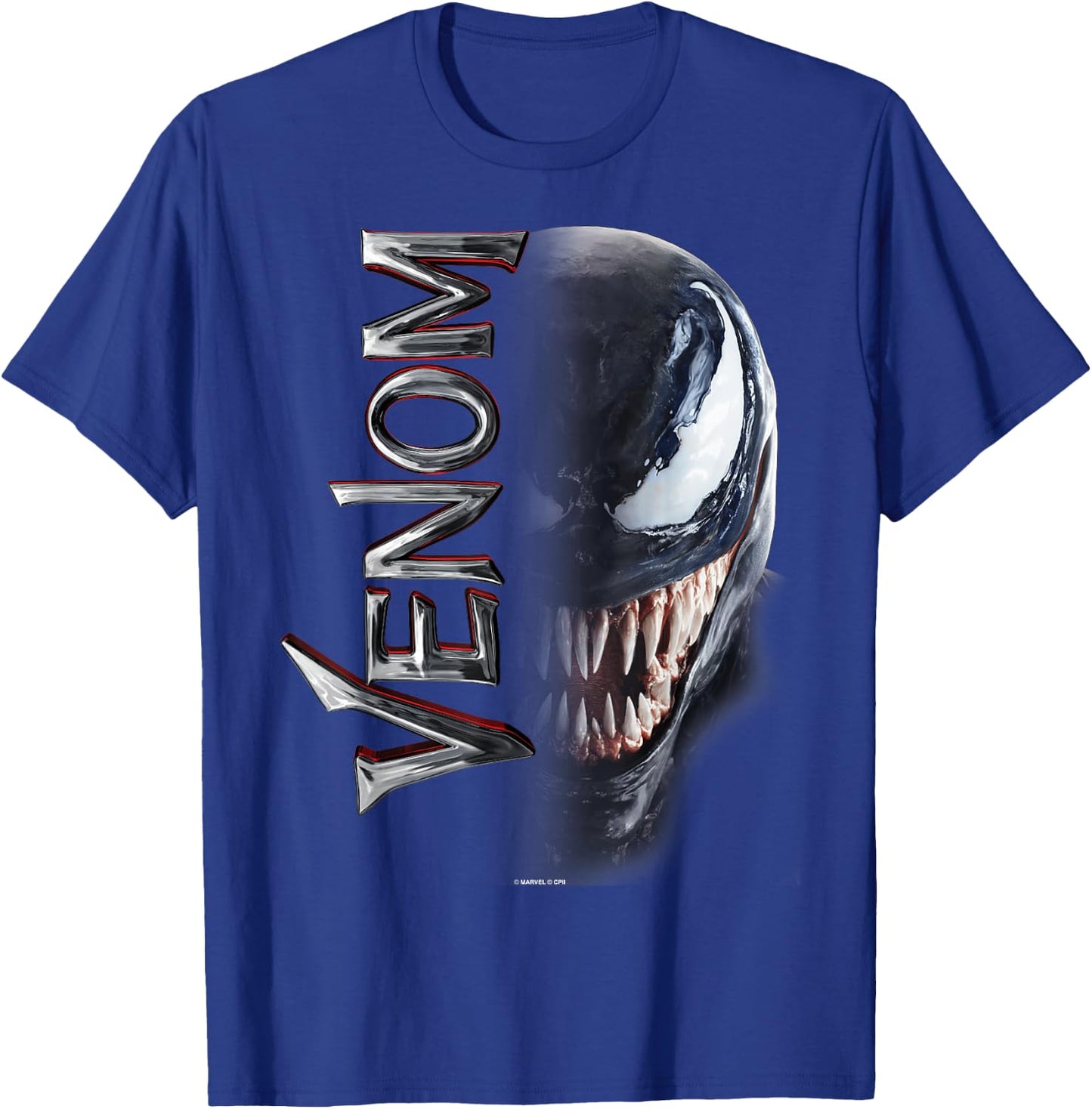 Marvel Venom Split Down The Middle Grin T-Shirt - T-Shirt | Royal