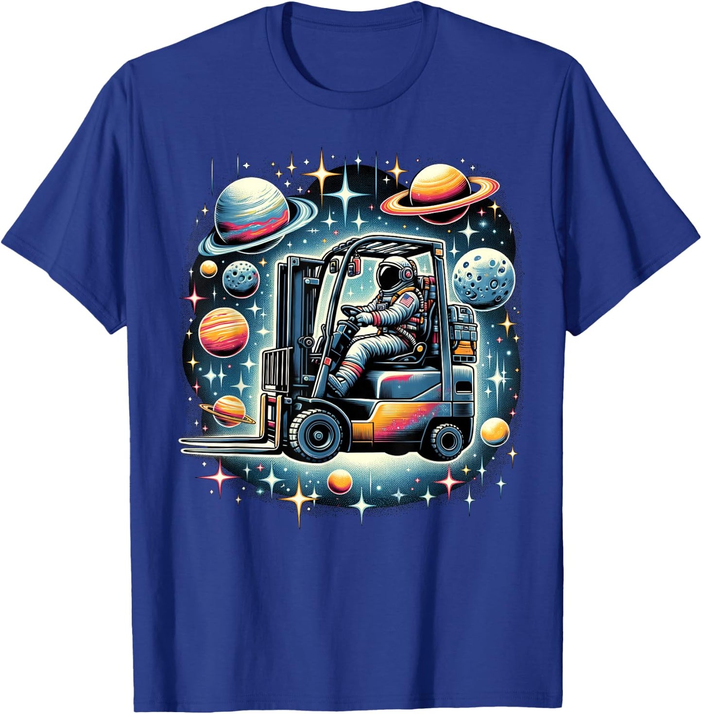 Forklift operator Astronaut Operating forklifts T-Shirt - T-Shirt | Royal