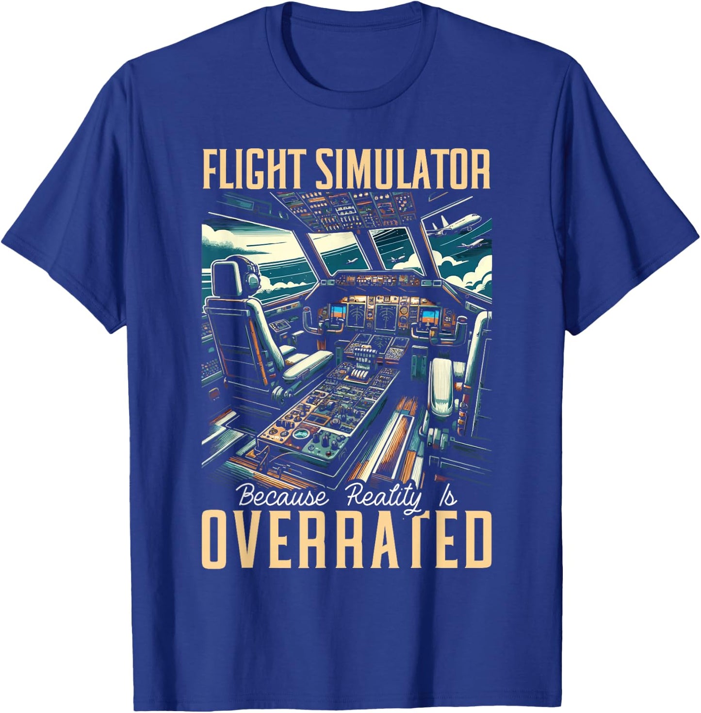 Flight Simulator Aviation Console Pilot Flight Simulation T-Shirt - T-Shirt | Royal