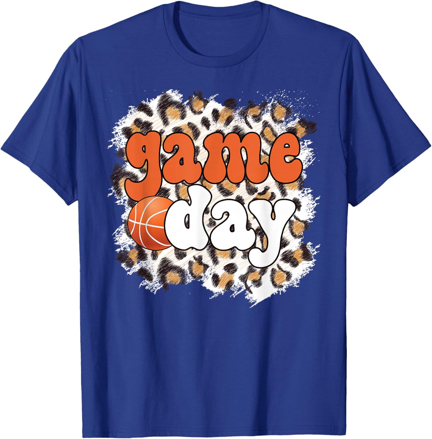 Game Day Leopard Basketball Game Day T-Shirt - T-Shirt | Royal