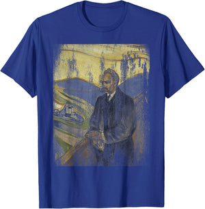 Friedrich Nietzsche | Retro | Painting | Vintage T-Shirt - T-Shirt | Royal