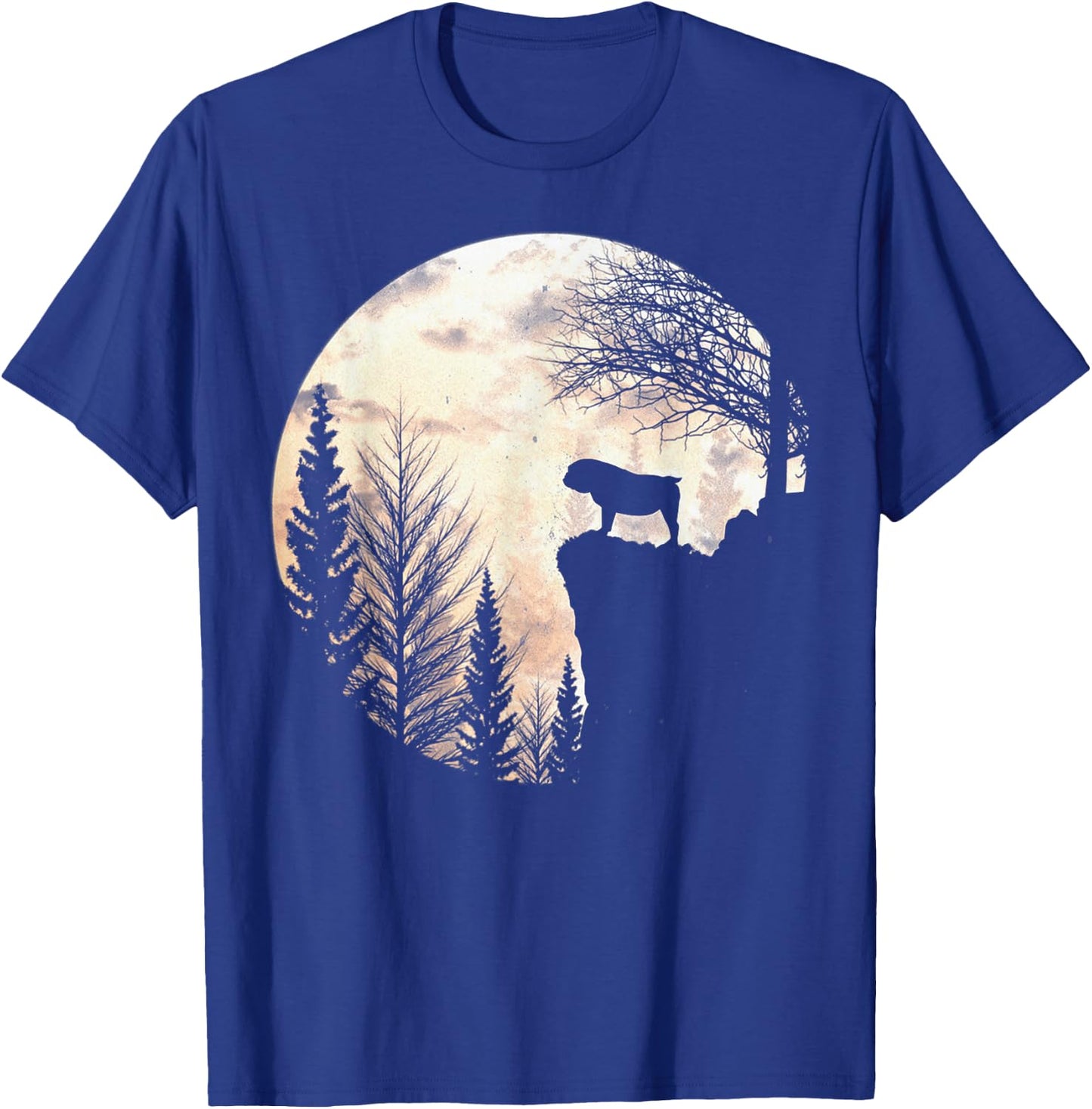 Bulldog Silhouette Dog Scary And Moon Halloween Costume T-Shirt - T-Shirt | Royal