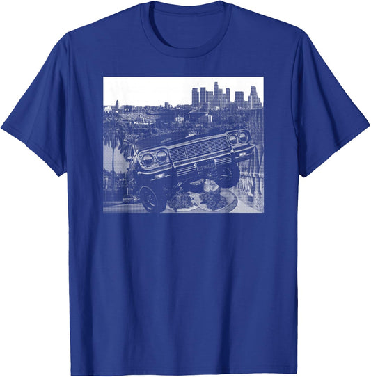 Los Angeles Skyline California Latino Elysian Mexican Cholo T-Shirt - T-Shirt | Royal