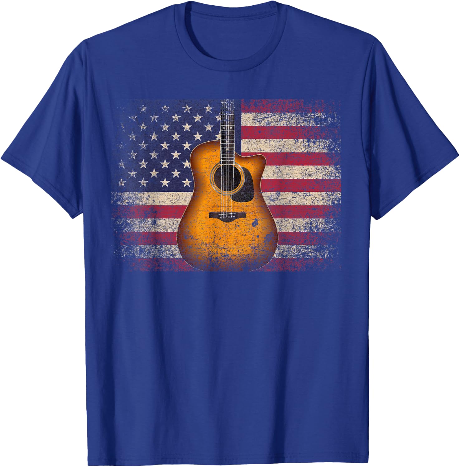 Guitar 4th of July Gift American Flag USA - Country Music Small T-Shirt - T-Shirt | Royal