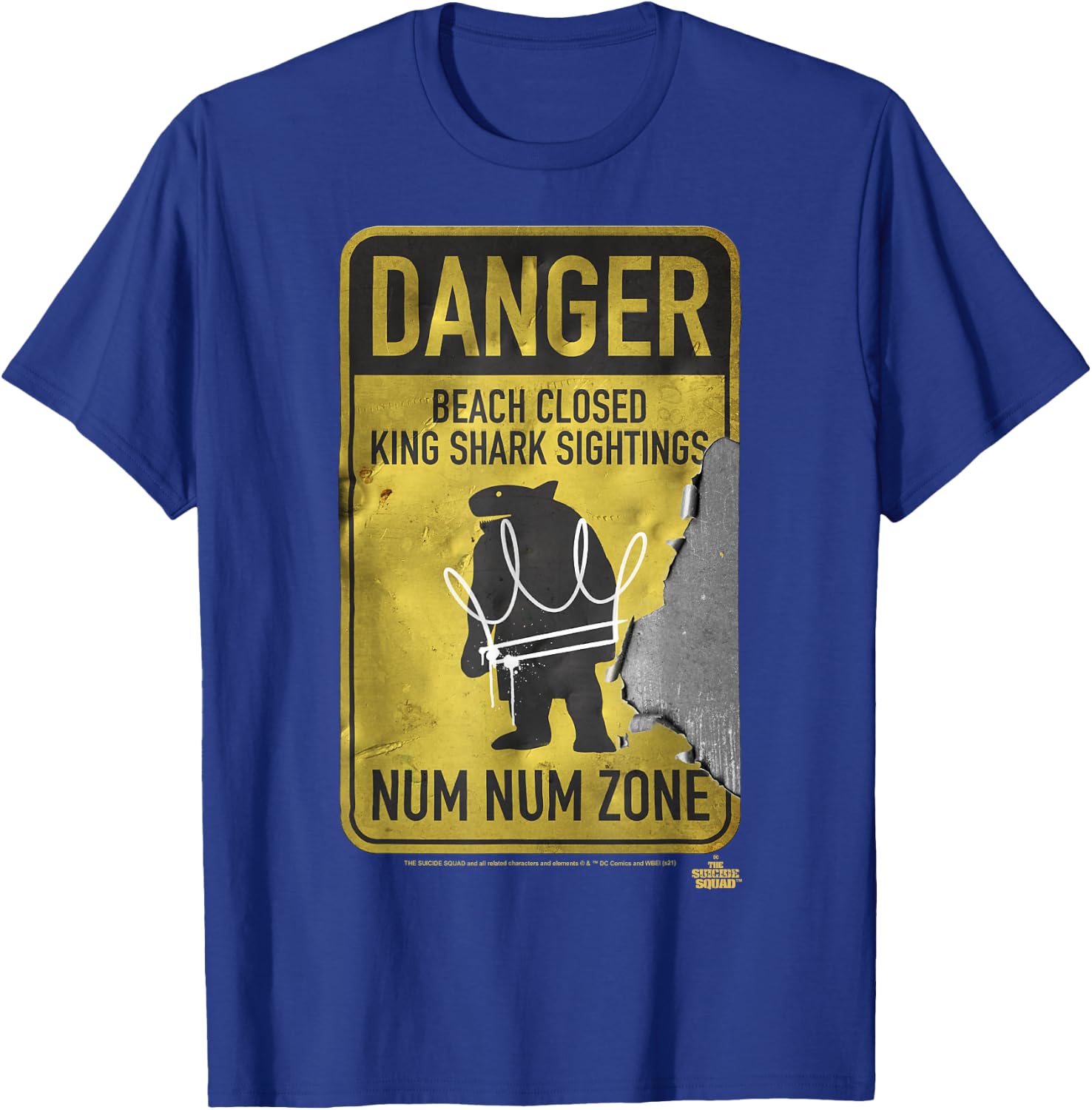 Suicide Squad King Shark Danger Zone T-Shirt - T-Shirt | Royal