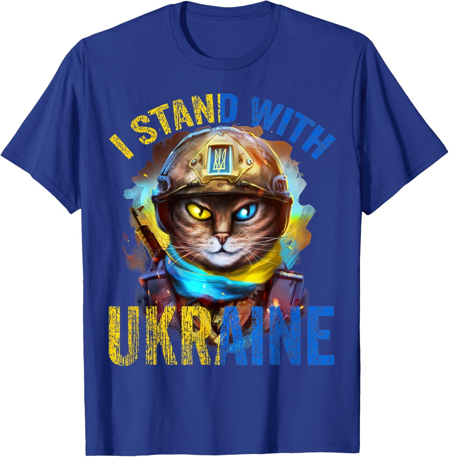 Pray for Support Ukrainian Cat Soldier Stand with Ukraine Women T-Shirt - T-Shirt | Royal