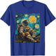 Astronaut Van Gogh Style Starry Night Funny Graphic T-Shirt - T-Shirt | Royal