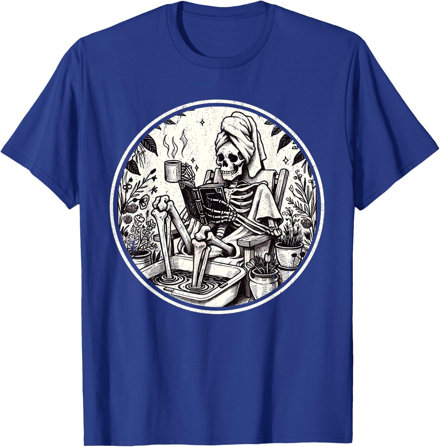 The Reader Tarot Card Funny Book Lover Skeleton Reading Book T-Shirt - T-Shirt | Royal