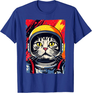 Astronaut Cat Shirt Kids Space Cat Astronaut Cat Mom Cat Dad T-Shirt - T-Shirt | Royal
