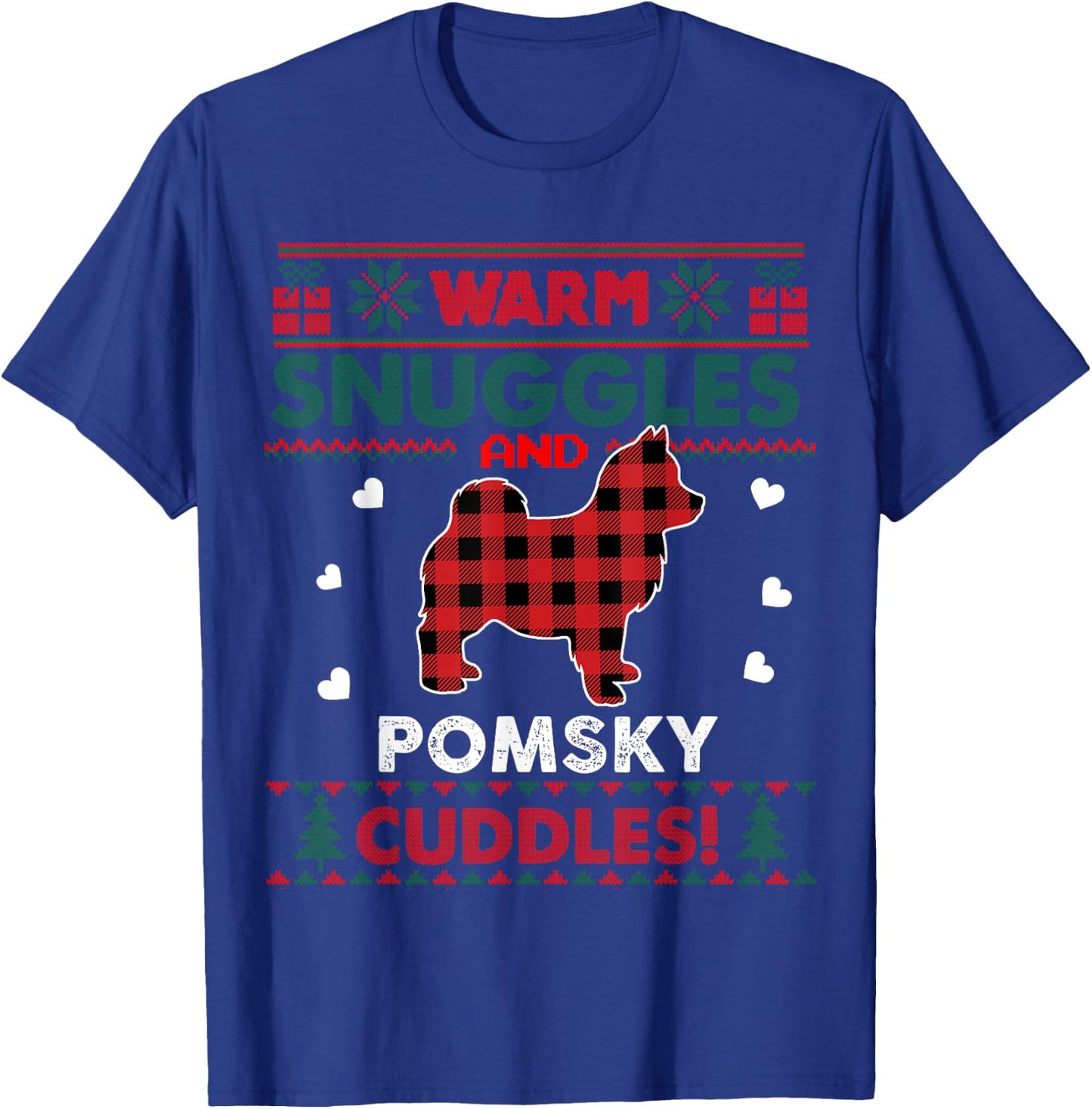 Pomsky Dog Lover Xmas Gifts Pajama Ugly Christmas Sweater Men Women Kids T-Shirt - T-Shirt | Royal