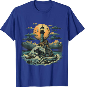 Lighthouse Seaside House Sailing Sea Beach Boating T-Shirt - T-Shirt | Royal