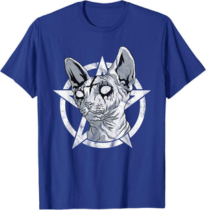 Black Metal Sphynx Cat Goth and Death Metal Sphinx Occult T-Shirt - T-Shirt | Royal