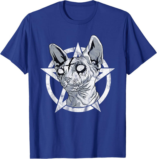 Black Metal Sphynx Cat Goth and Death Metal Sphinx Occult T-Shirt - T-Shirt | Royal