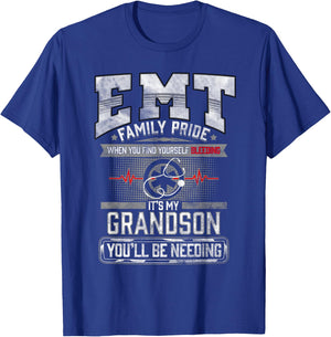 EMT EMS Grandma Grandfather Cool Paramedic Grandson Gift T-Shirt - T-Shirt | Royal