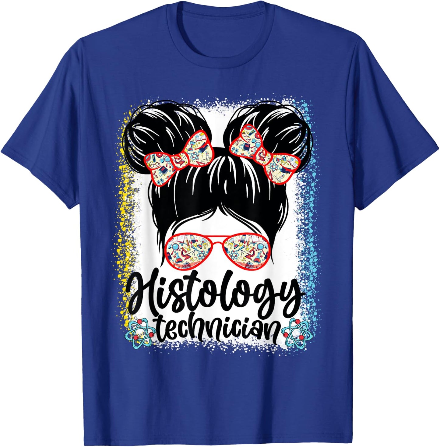 Messy Bun Histology Technician Lab Week 2024 Laboratory Tech T-Shirt - T-Shirt | Royal
