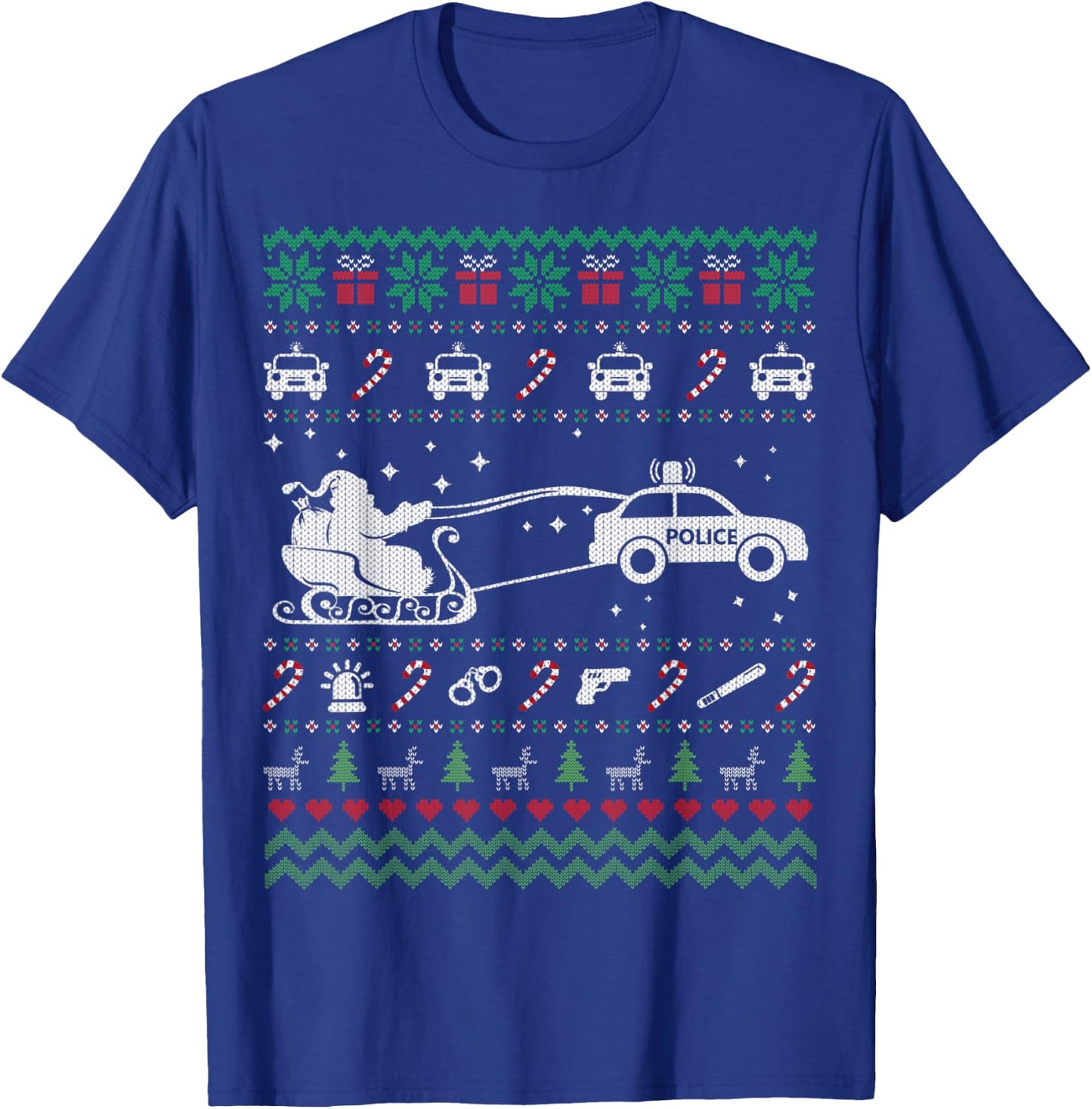 Funny Police Ugly Christmas Sweater Gifts Women T-Shirt - T-Shirt | Royal