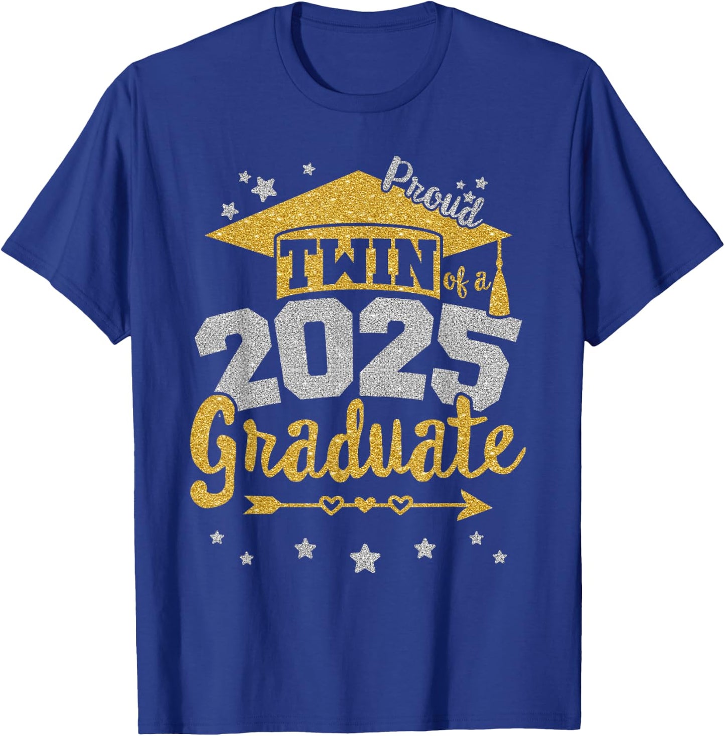 Proud Twin of a 2025 Graduate Team 25 Senior Graduation T-Shirt - T-Shirt | Royal