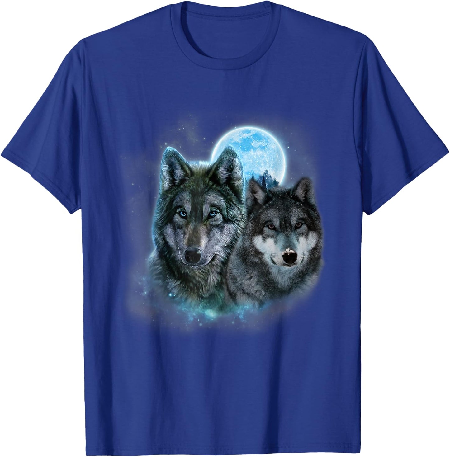Two Wolves Howling In The Dark at the Moon Halloween Costume T-Shirt - T-Shirt | Royal
