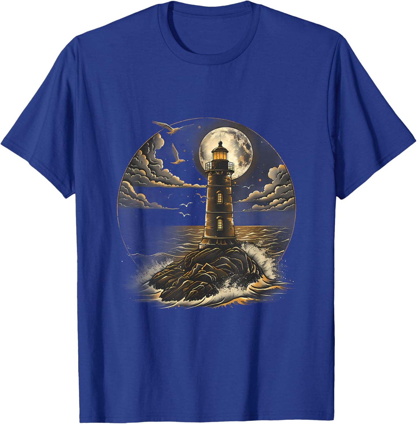 Lighthouse Seaside House Sailing Sea Beach Boating T-Shirt - T-Shirt | Royal