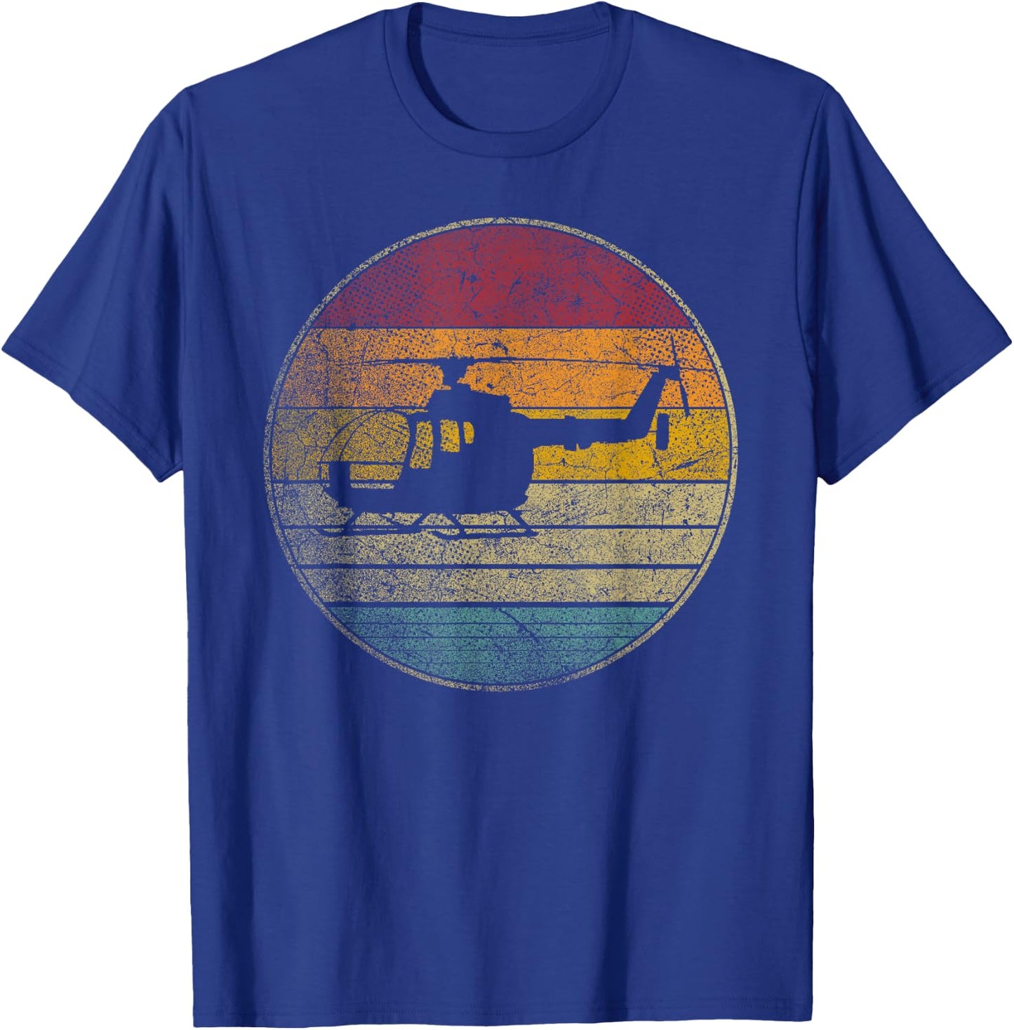 Helicopter Pilot Flying - Retro Style Vintage 80s Funny T-Shirt - T-Shirt | Royal