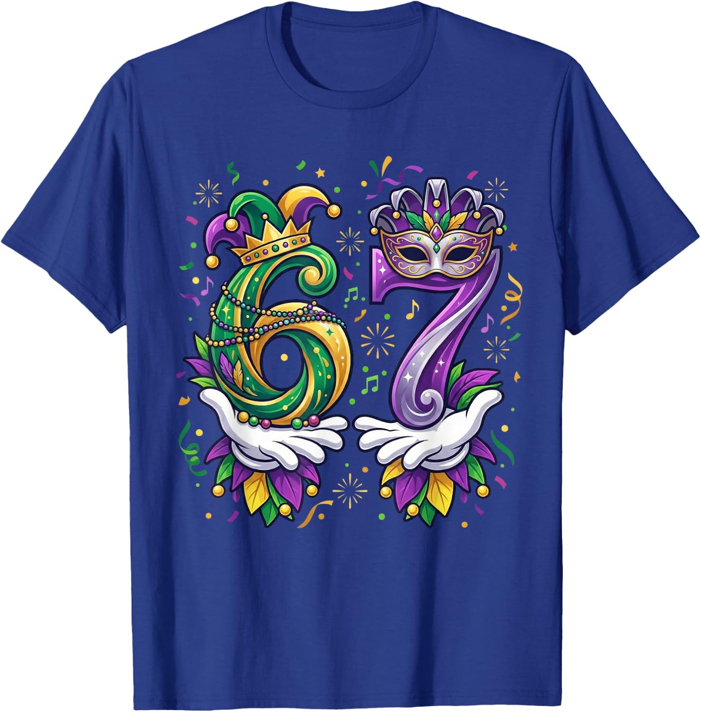 Mardi Gras 67 Meme Six Seven Hands 6 7 New Orleans Carnival T-Shirt - T-Shirt | Royal
