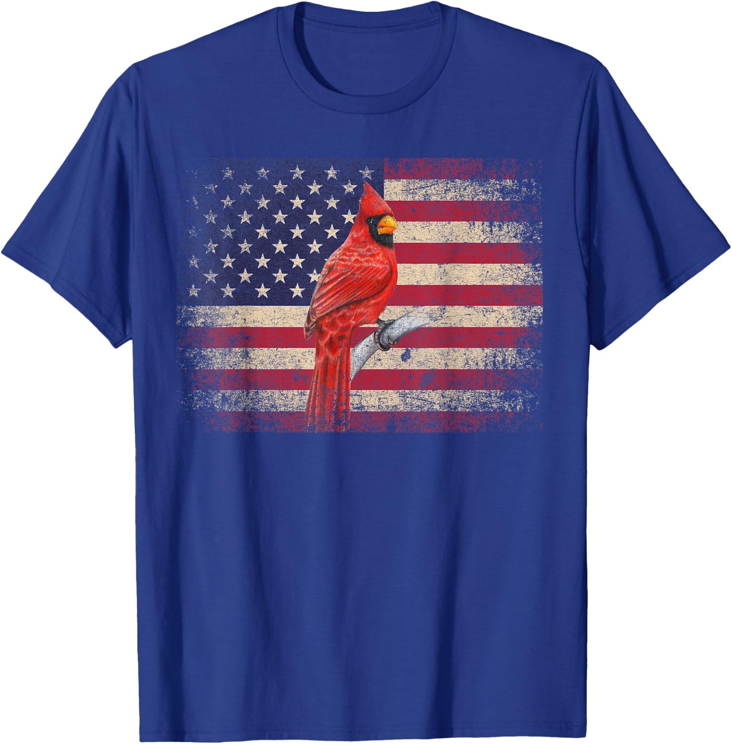 Cardinal Bird 4th of July Christmas Gift American Flag USA T-Shirt - T-Shirt | Royal