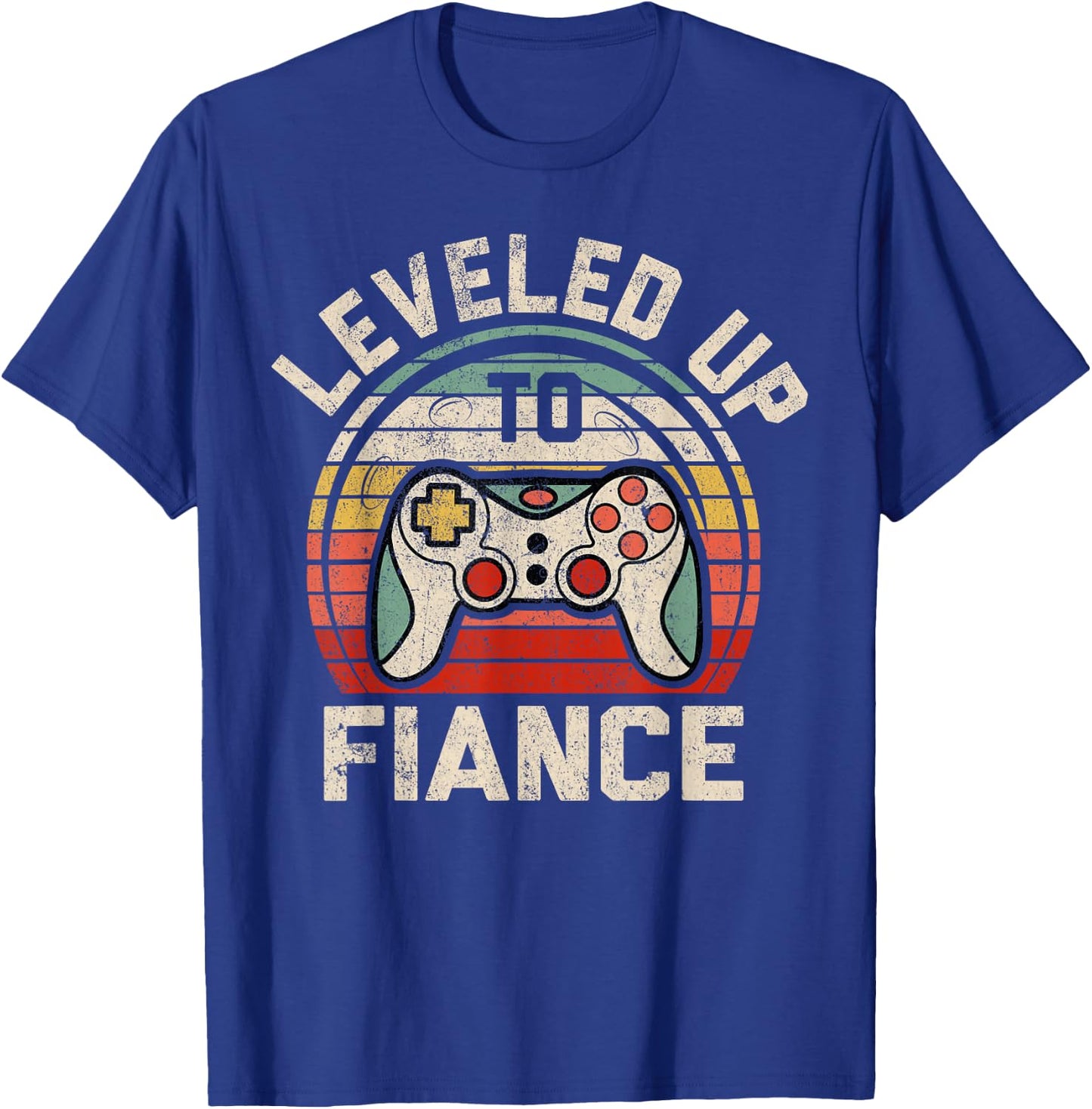 Leveled Up To Fiance Engaged Men Gaming Lover Gamer T-Shirt - T-Shirt | Royal