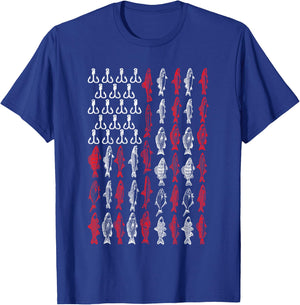 American Flag Fishing T Shirt, Bass Pro Fish 4th of July Men T-Shirt - T-Shirt | Royal