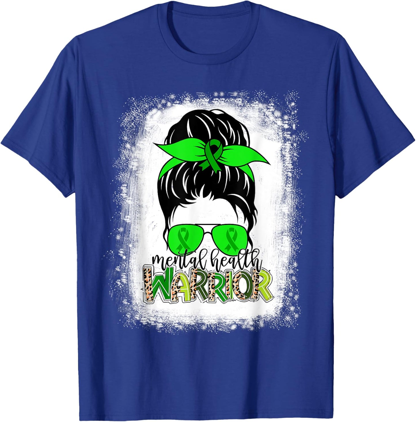 Mental Health Warrior Messy Bun Mental Health Awareness T-Shirt - T-Shirt | Royal