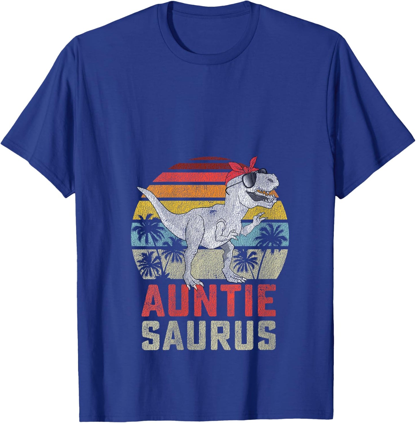 Auntiesaurus T Rex Dinosaur Auntie Saurus Family Matching V-Neck T-Shirt - T-Shirt | Royal