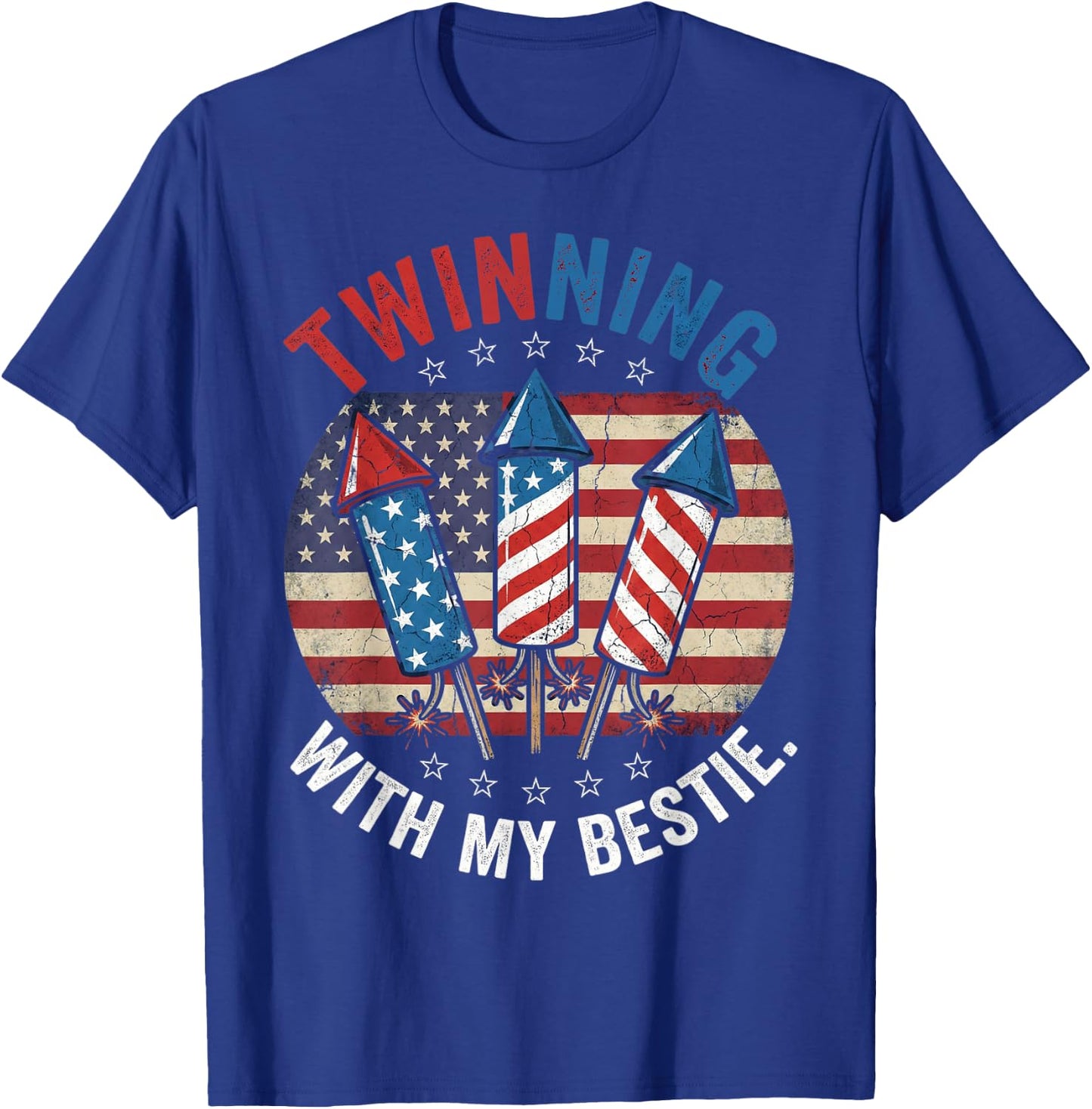 Twinning with My Bestie Patriotic 4th of July Matching T-Shirt - T-Shirt | Royal