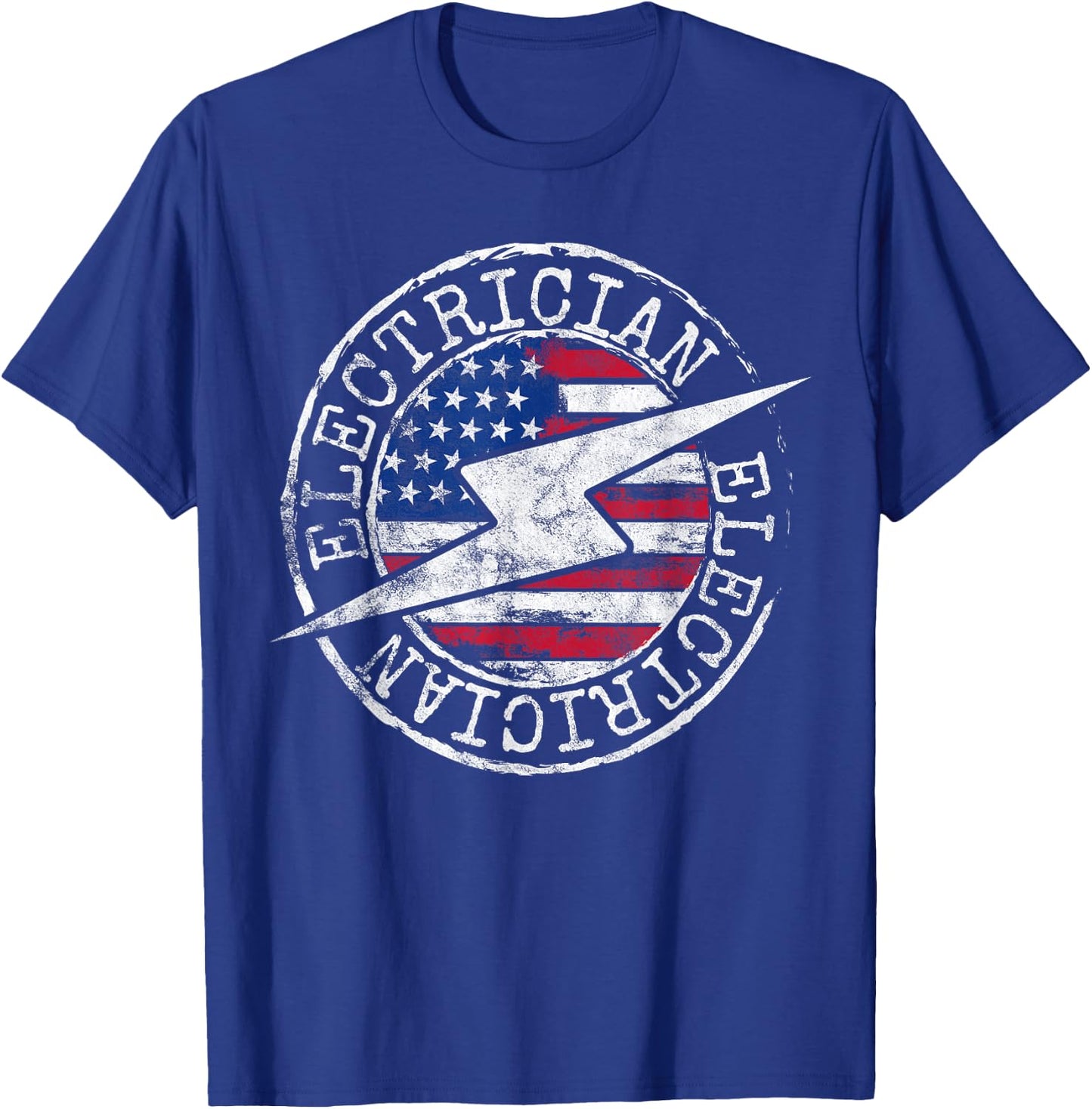 Electrician American Flag Electrical Gift USA Stamp Style Kids Men T-Shirt - T-Shirt | Royal
