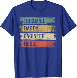 Husband Daddy Engineer Hero Funny Engineering Gifts Dad T-Shirt - T-Shirt | Royal