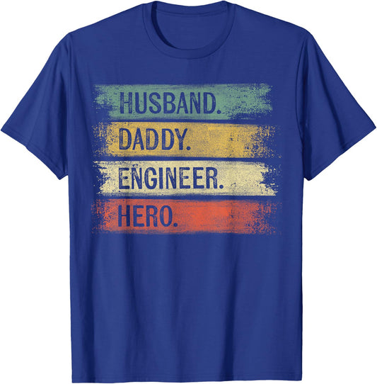 Husband Daddy Engineer Hero Funny Engineering Gifts Dad T-Shirt - T-Shirt | Royal