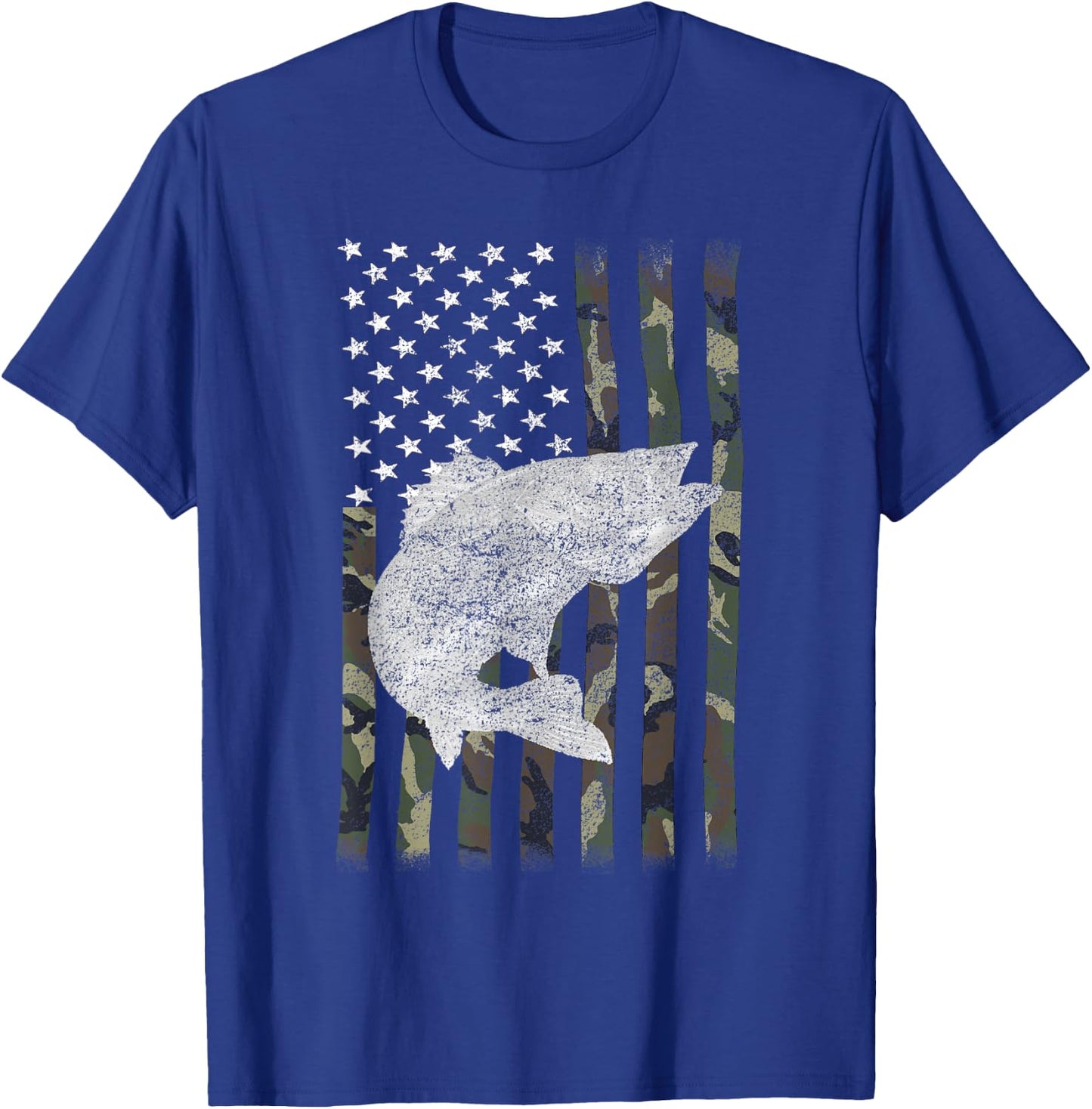 Camouflage Flag Walleye Fishing Angler T-Shirt - T-Shirt | Royal
