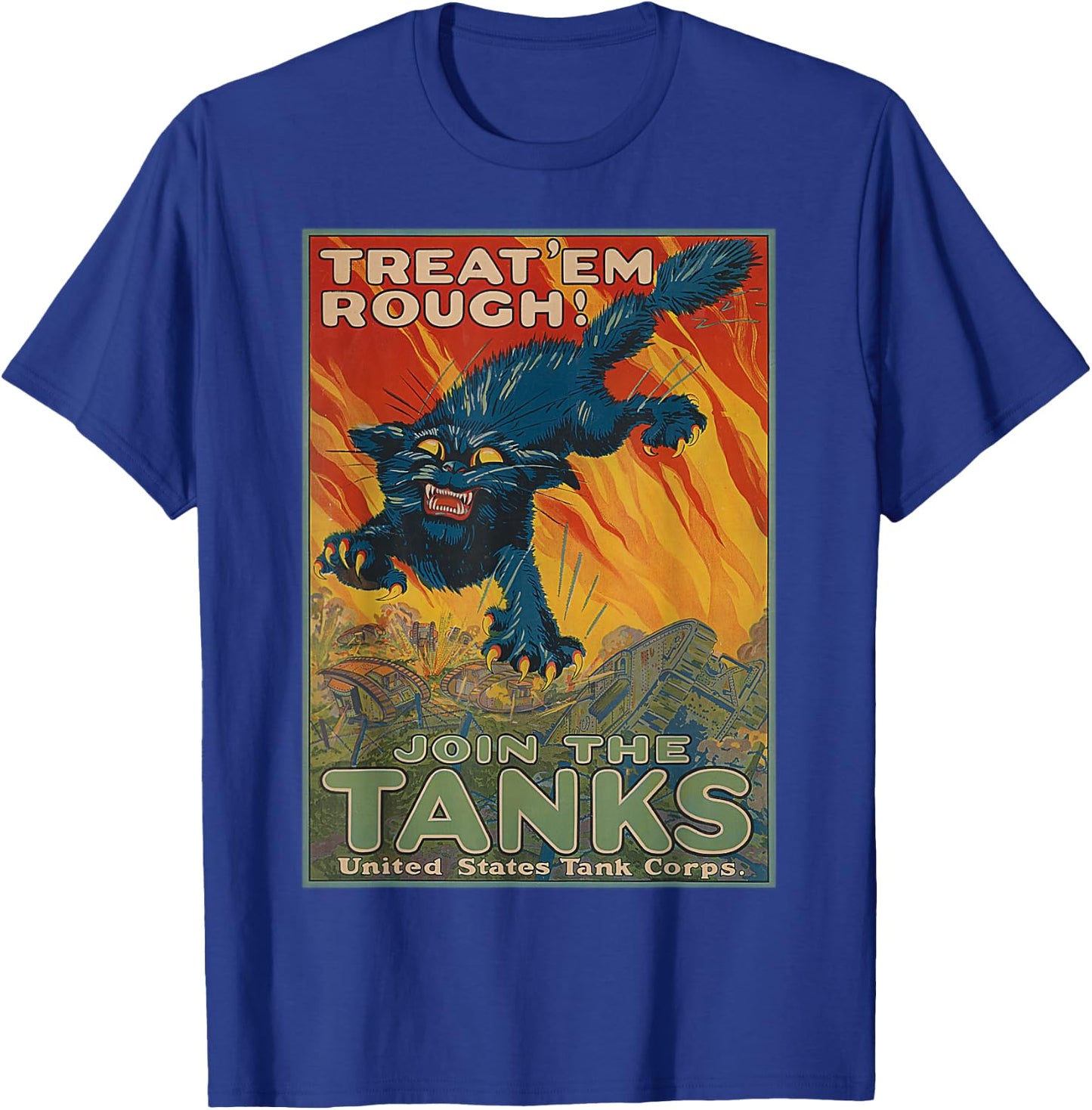 United States Tanks Corps Cat WWII WW2 Tank T-Shirt - T-Shirt | Royal