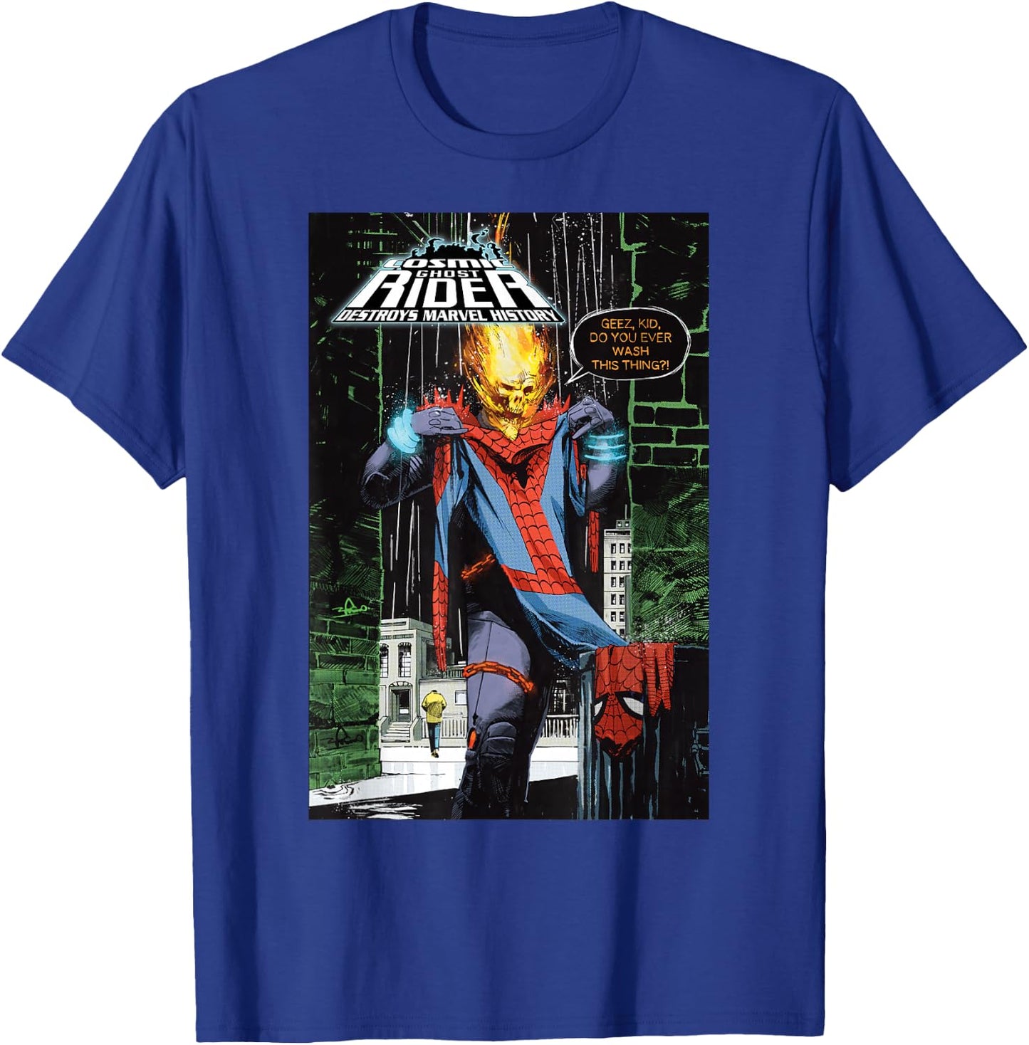 Marvel Ghost Rider Destroys Marvel History Comic Book Cover T-Shirt - T-Shirt | Royal