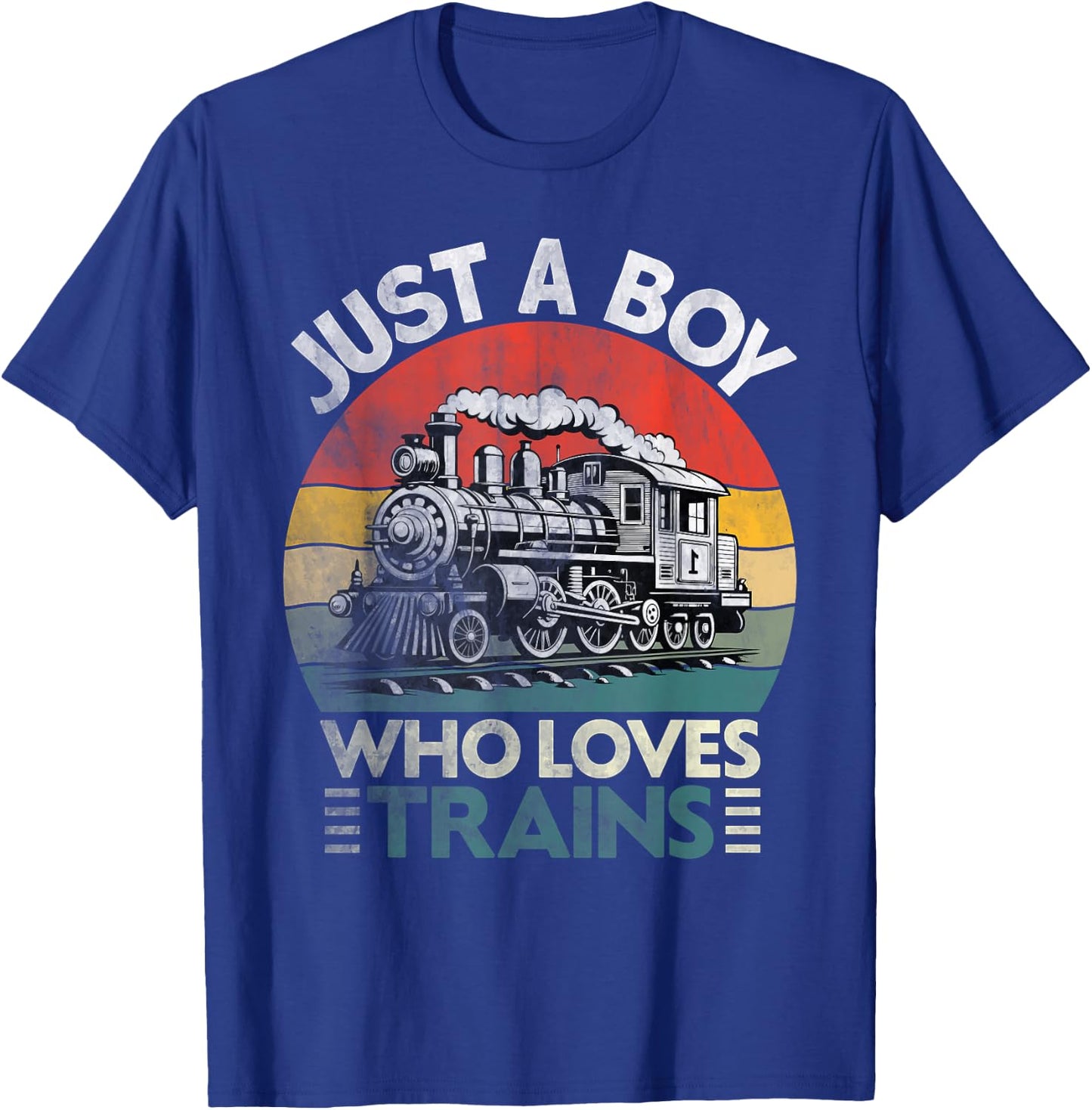 Kids Just A Boy Who Loves Trains Lover Toddler T-Shirt - T-Shirt | Royal