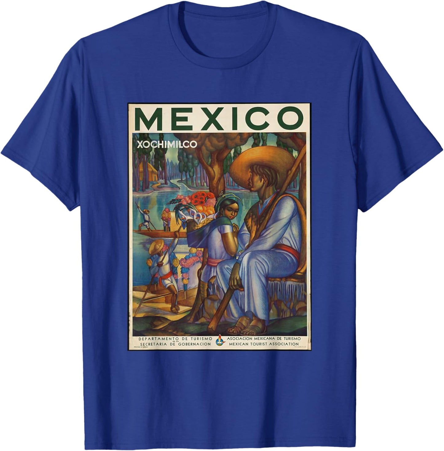 Mexico Retro Vintage Xochimilco Mexican Life Print T-Shirt - T-Shirt | Royal