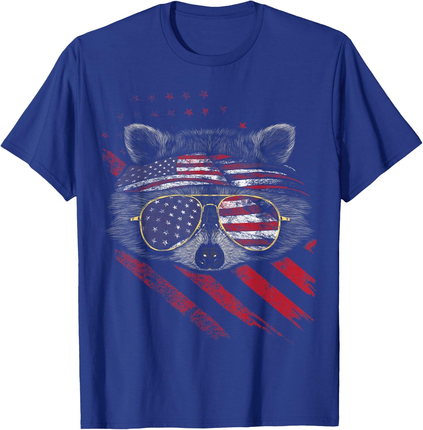 Raccoon American Flag Patriotic 4th of July Trash Panda T-Shirt - T-Shirt | Royal