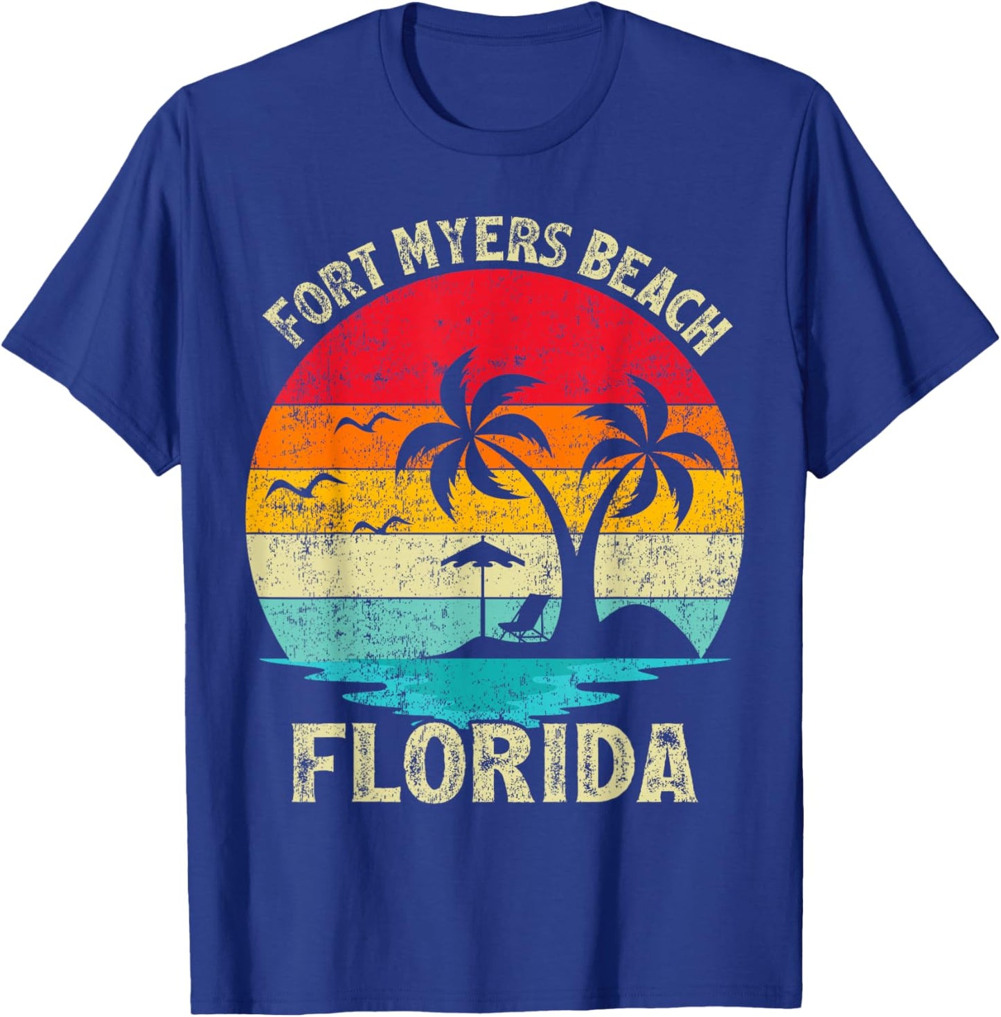 Family Vacation Vintage Retro Florida Fort Myers Beach T-Shirt - T-Shirt | Royal