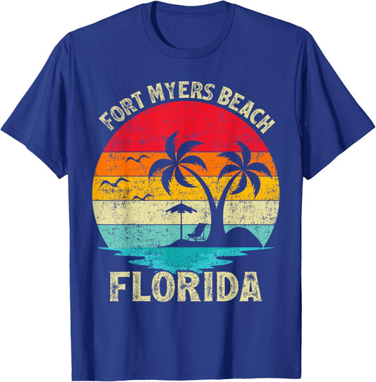 Family Vacation Vintage Retro Florida Fort Myers Beach T-Shirt - T-Shirt | Royal