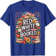 Retro Floral Red White & Booked Library Reading 4th Of July T-Shirt - T-Shirt | Royal