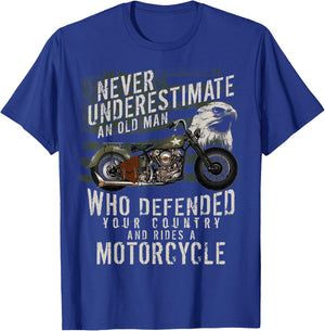 US Veteran Vintage Antique Motorcycle Bike T Shirt Gift T-Shirt - T-Shirt | Royal