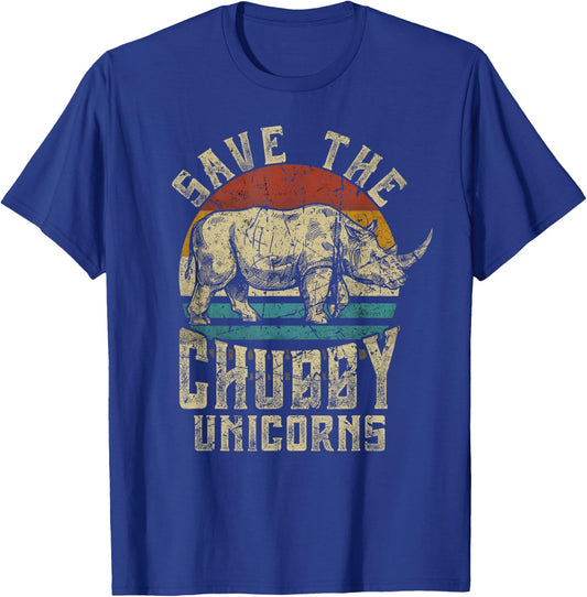 Save the Chubby Unicorn Rhino Retro Vintage T-Shirt - T-Shirt | Royal