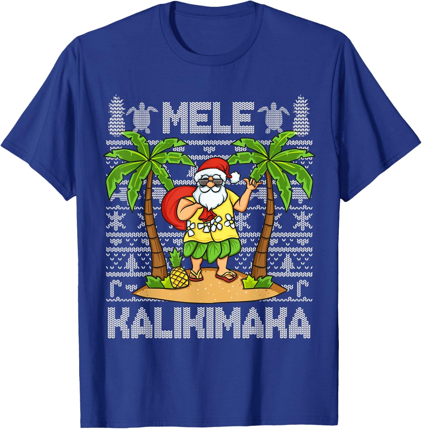 Mele Kalikimaka Santa Claus Hawaiian Christmas In July T-Shirt - T-Shirt | Royal