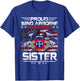 Proud 82nd Airborne Paratrooper Sister US Flag - Veterans T-Shirt - T-Shirt | Royal