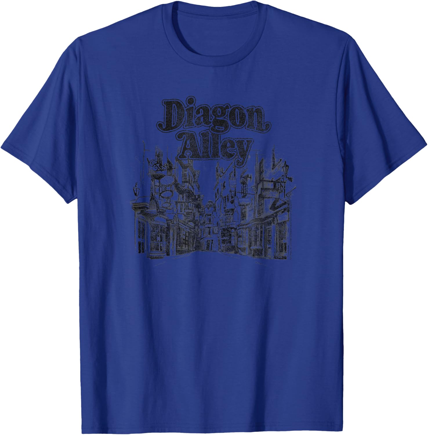 Harry Potter Diagon Alley - Men's Grey Cotton Polyester Blend Lightweight Classic Fit Short Sleeve - Small T-Shirt - T-Shirt | Royal